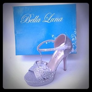 Bella Luna Diamond Studded Glittery Platform Heels